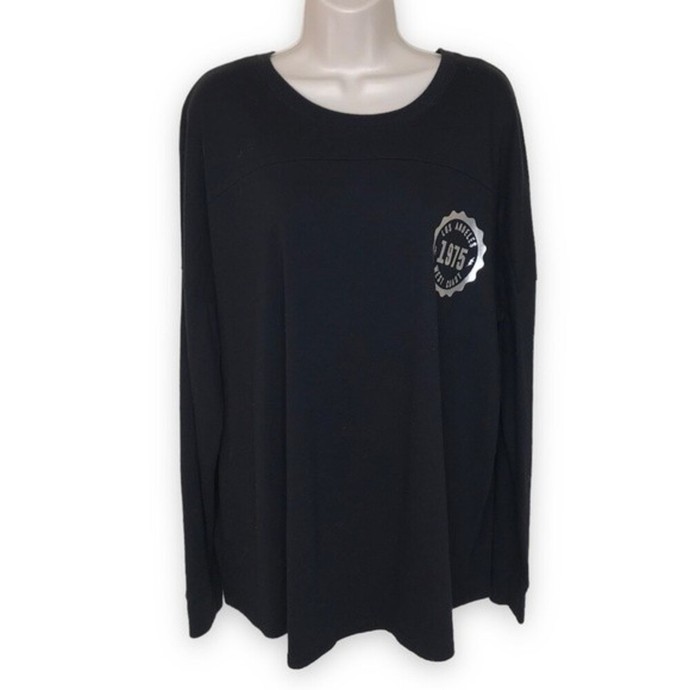 Flirtitude Active Los Angeles Spirit Jersey Back Spellout Black Long Sleeve XXL